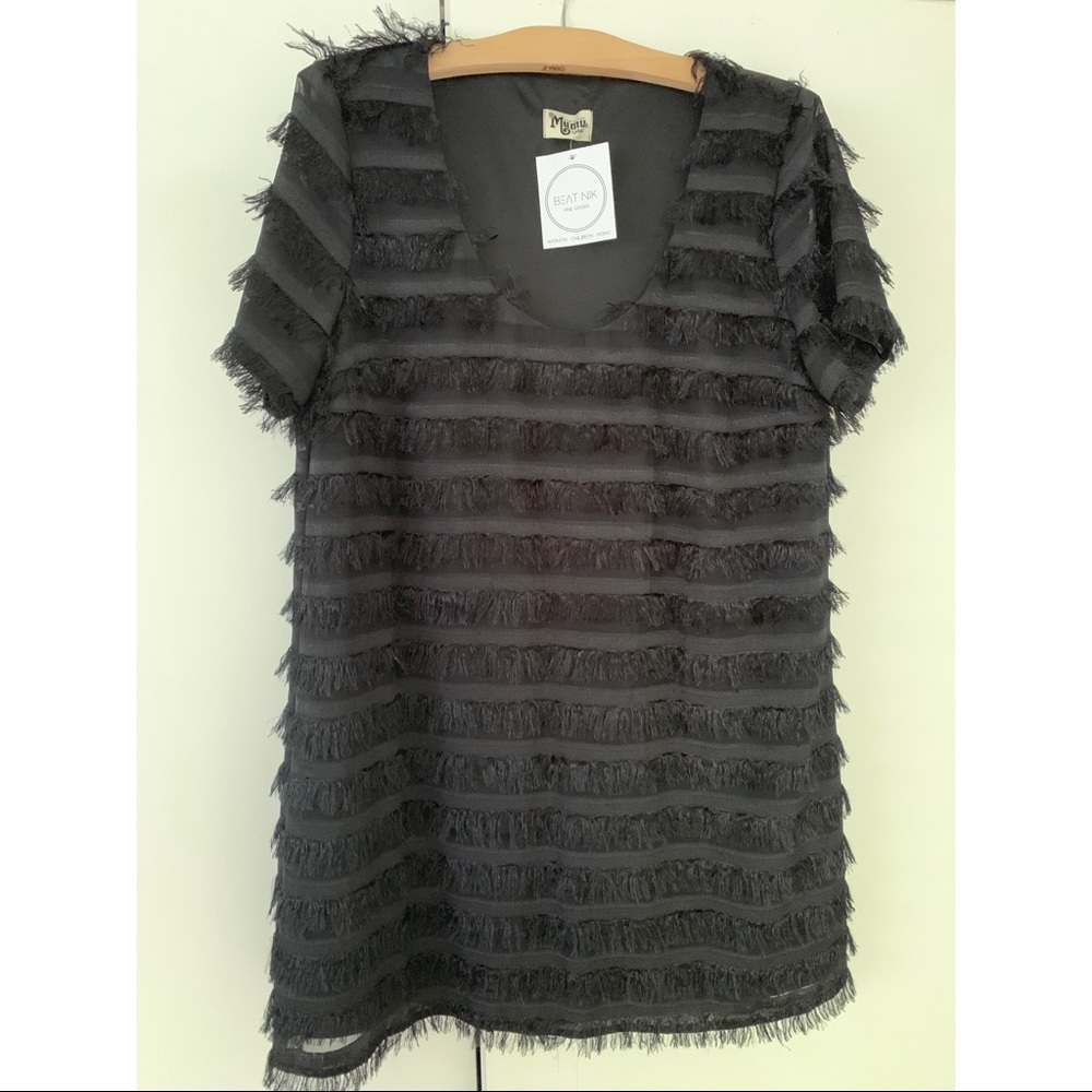 Demi black dress with fringe
